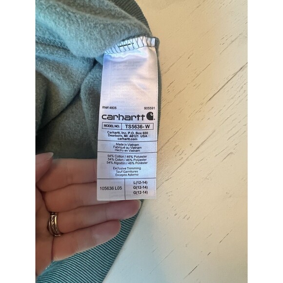 Carhartt Womens Large Green Relaxed Work Rain Defender‎ Outdoor Logo Hoodie - Picture 4 of 5